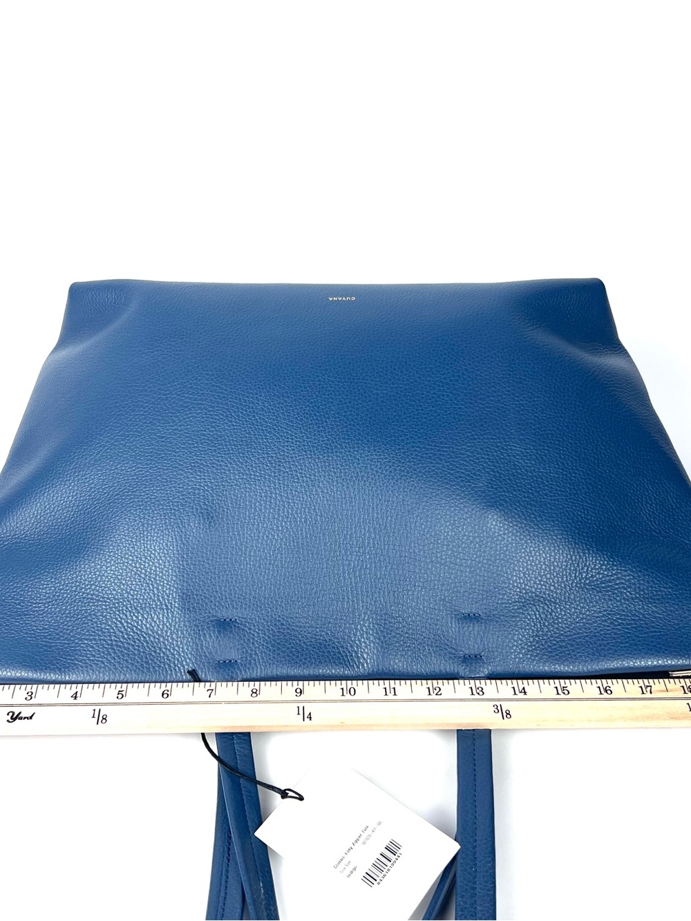 Cuyana Classic Easy Zipper Tote Rare Indigo Blue Italian Pebbled Leather Large - Picture 10 of 15